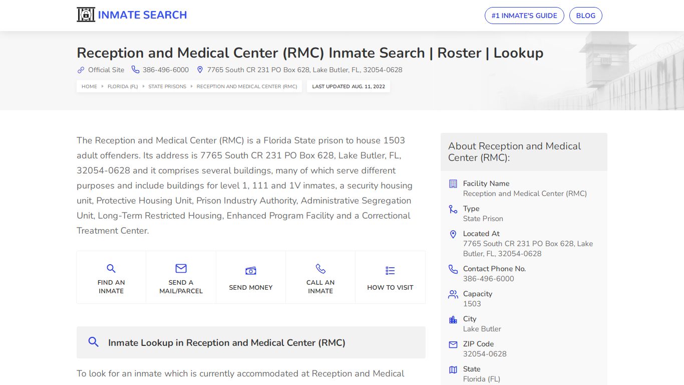 Reception and Medical Center (RMC) Inmate Search | Roster ...